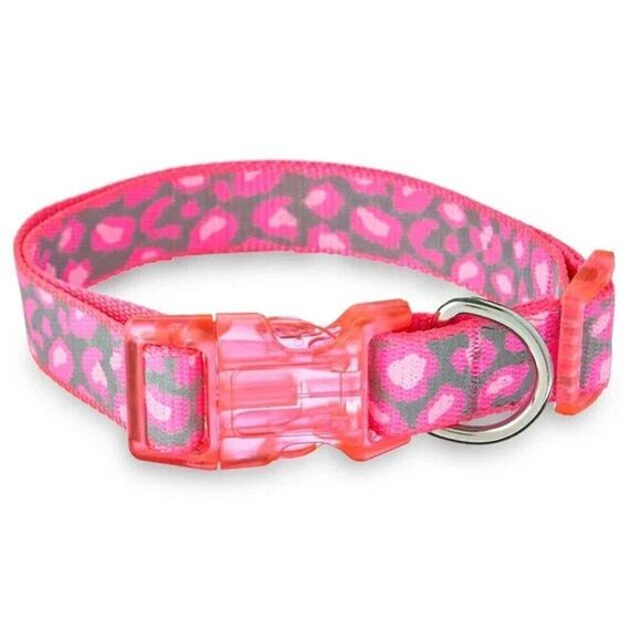 Vibrant Life Dog Collar Cheetah Print Reflective Pink Large Animal Print Pet New - Picture 1 of 4